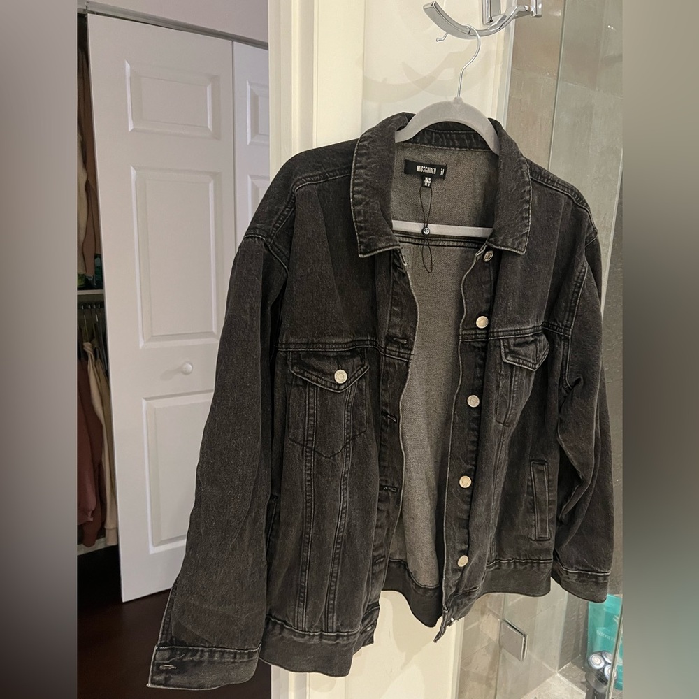 MISSGUIDED DARK DENIM OVERSIZED JEAN JACKET